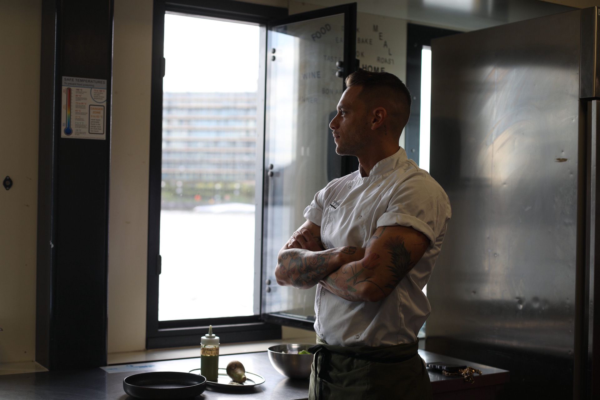 Chef plating a dish